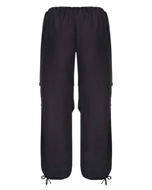 Black Cargo wide pants