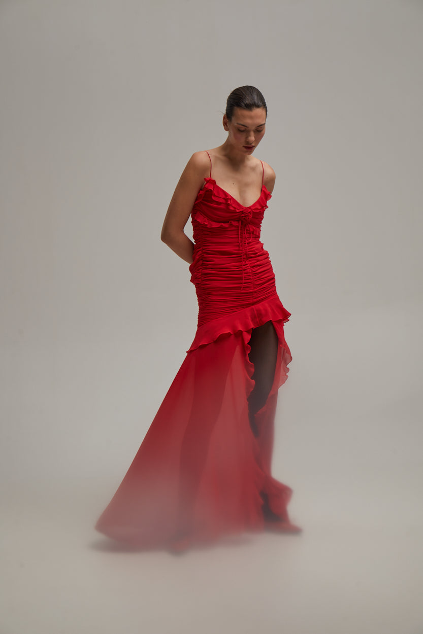 Cristal Red Long Dress