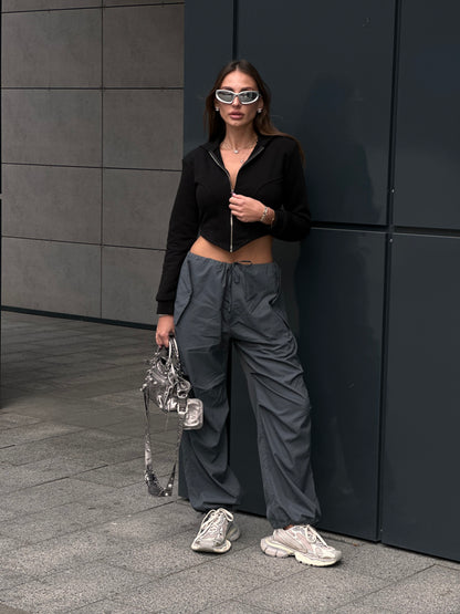 Grey Cargo wide pants