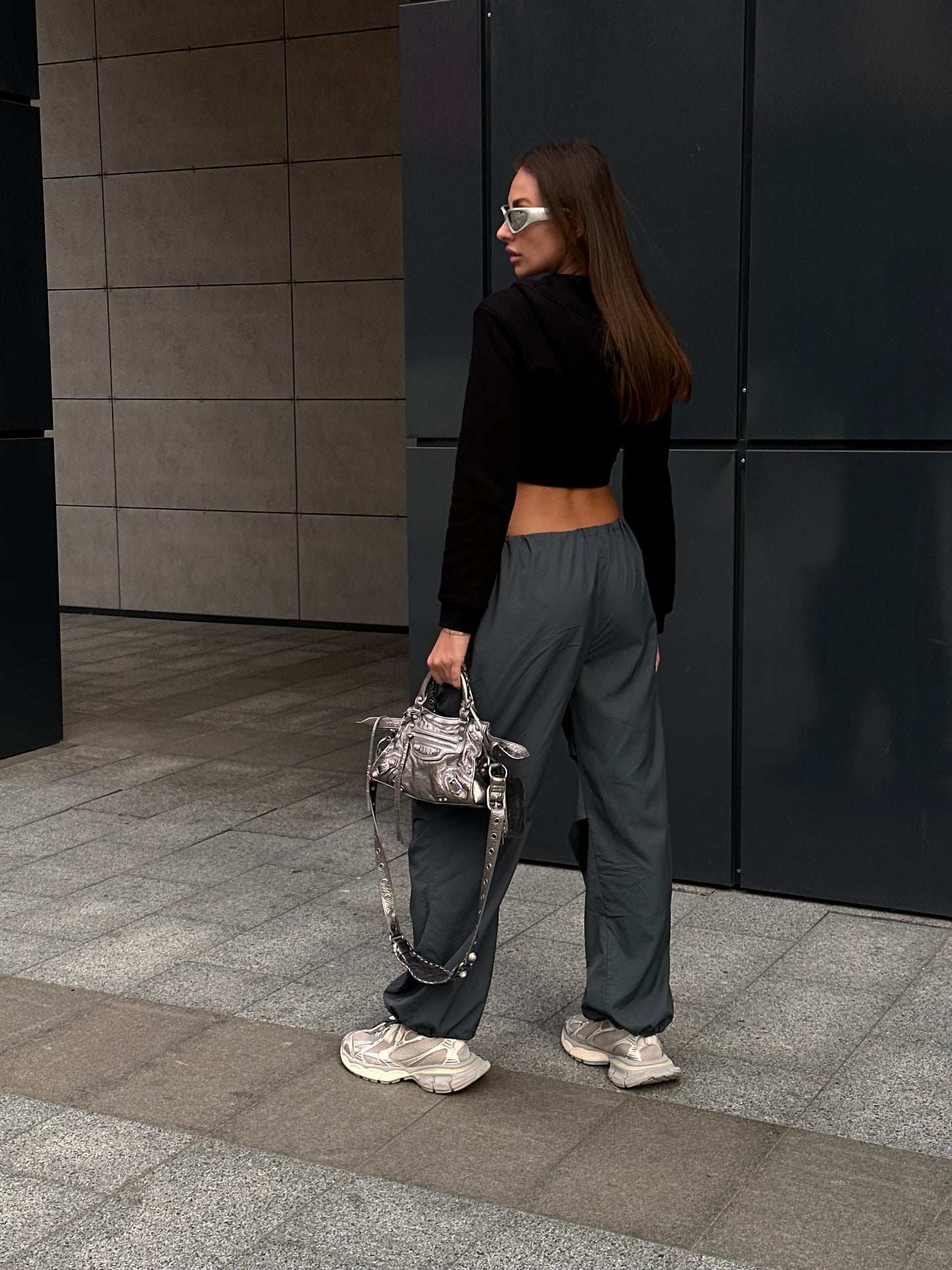 Grey Cargo wide pants