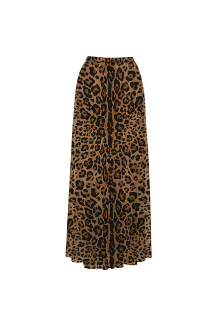 Mesh floor-length skirt, Leopard