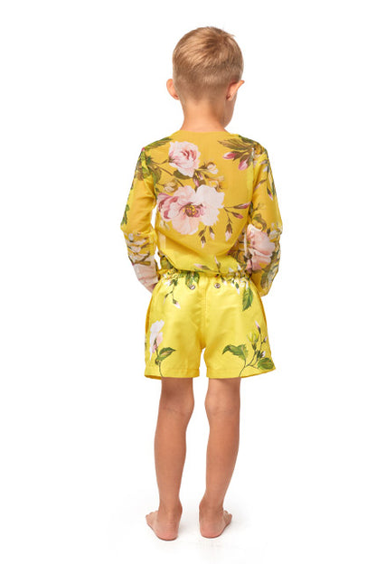 Children's Shorts with pocket, Peonies