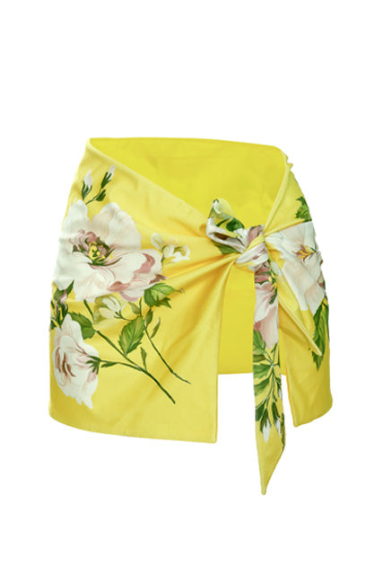 Biflex skirt with ties, Peonies